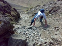 The climb at the end of Striding Edge up to the summit